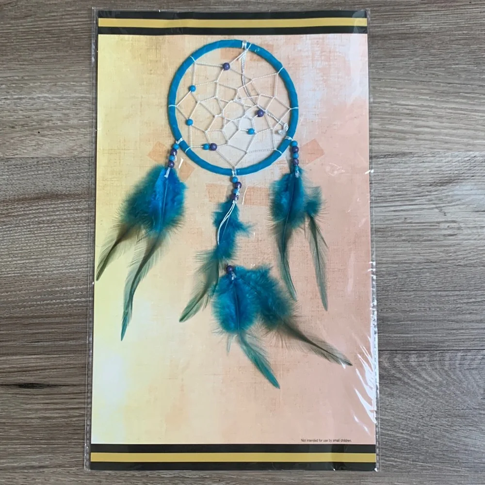 Blue Dreamcatcher Feather Bohemian Feathered Dream Catcher Native American 🆕